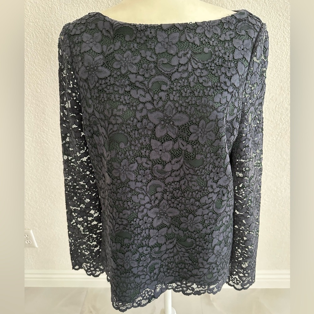 Tory Burch Navy Floral Lace Blouse